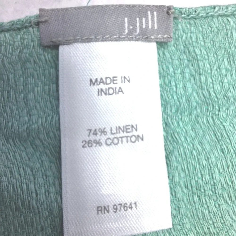 J Jill Scarf Womens One Size Teal Green Striped Linen Cotton Lightweight Wrap